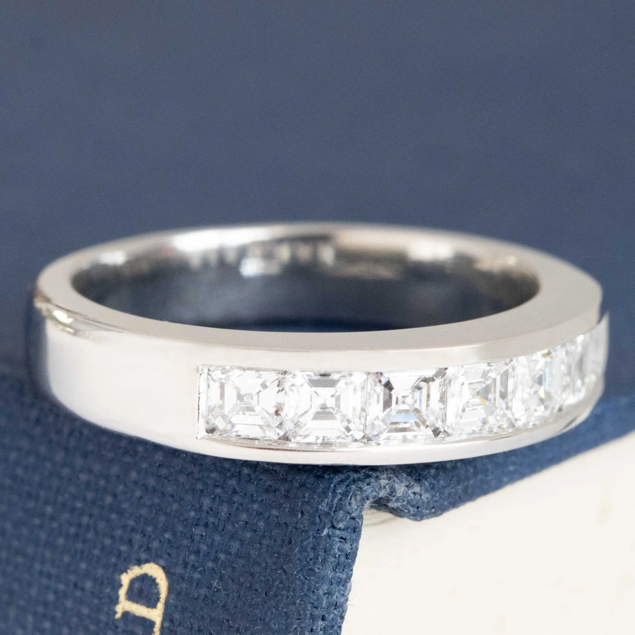 .85ctw Asscher Cut Diamond Channel Set Band