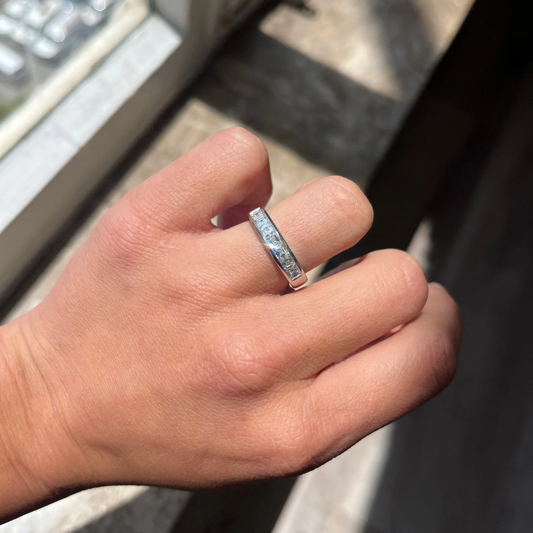.85ctw Asscher Cut Diamond Channel Set Band