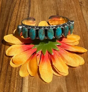 9 Stone Kingman Turquoise Cuff