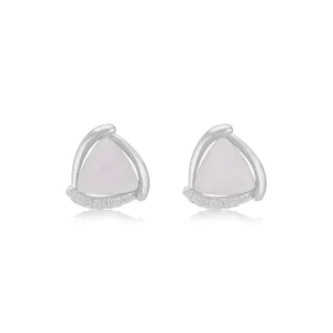 925 Rhodium Sterling Silver Triangle Pearl Earrings For Women