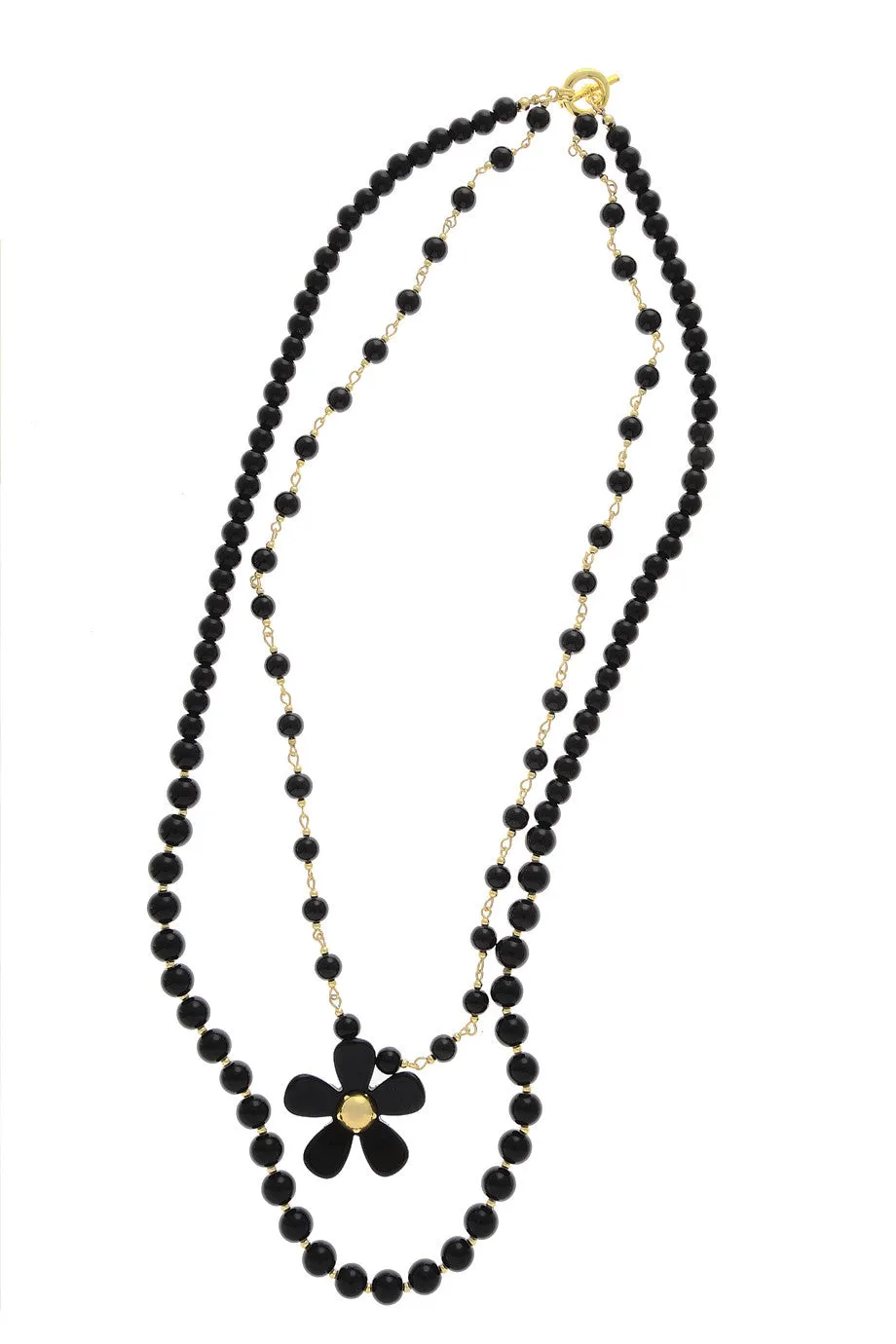 A. H. CRAWFORD DAISY Double Strand Black Necklace