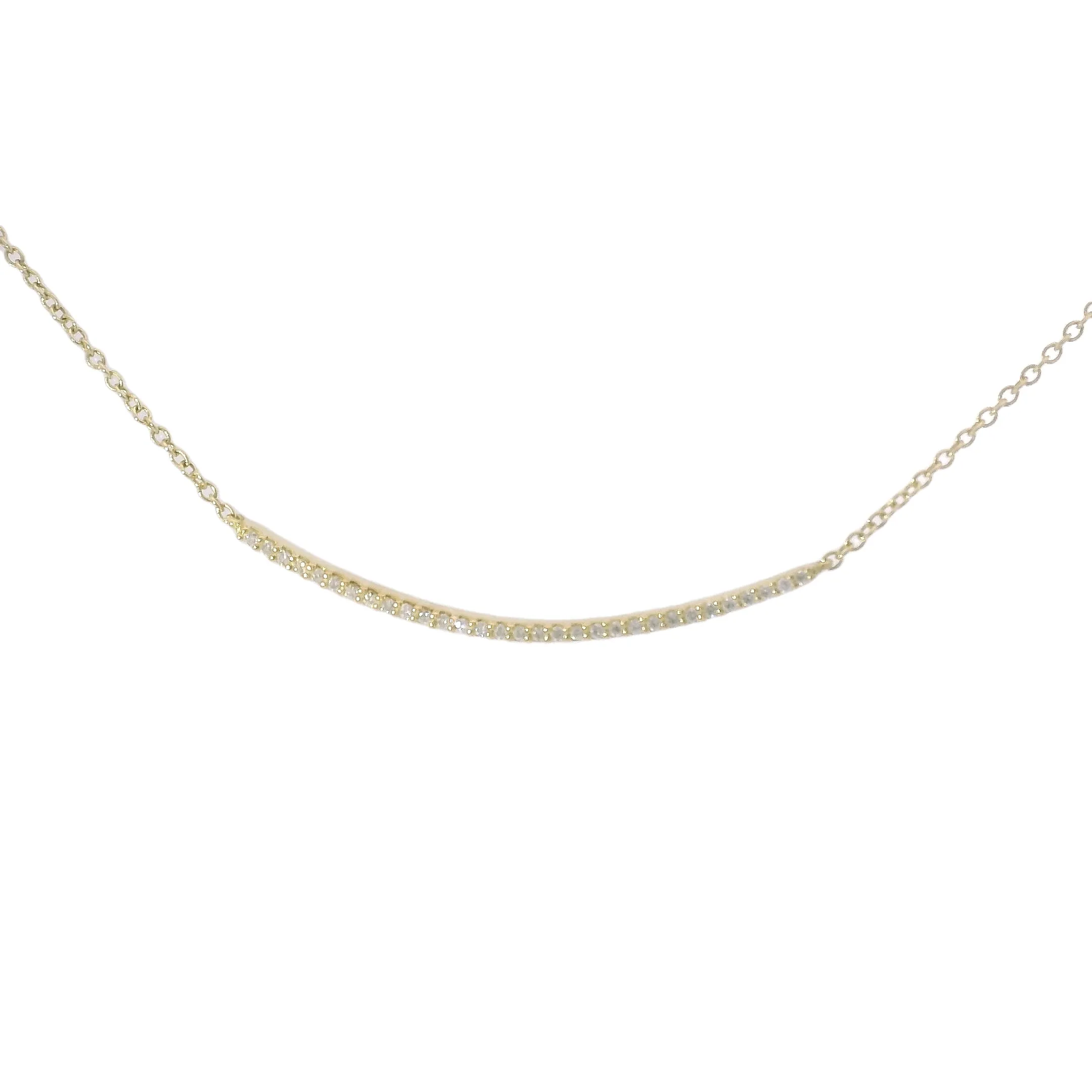 A. Link Yellow Gold Diamond Bar Necklace