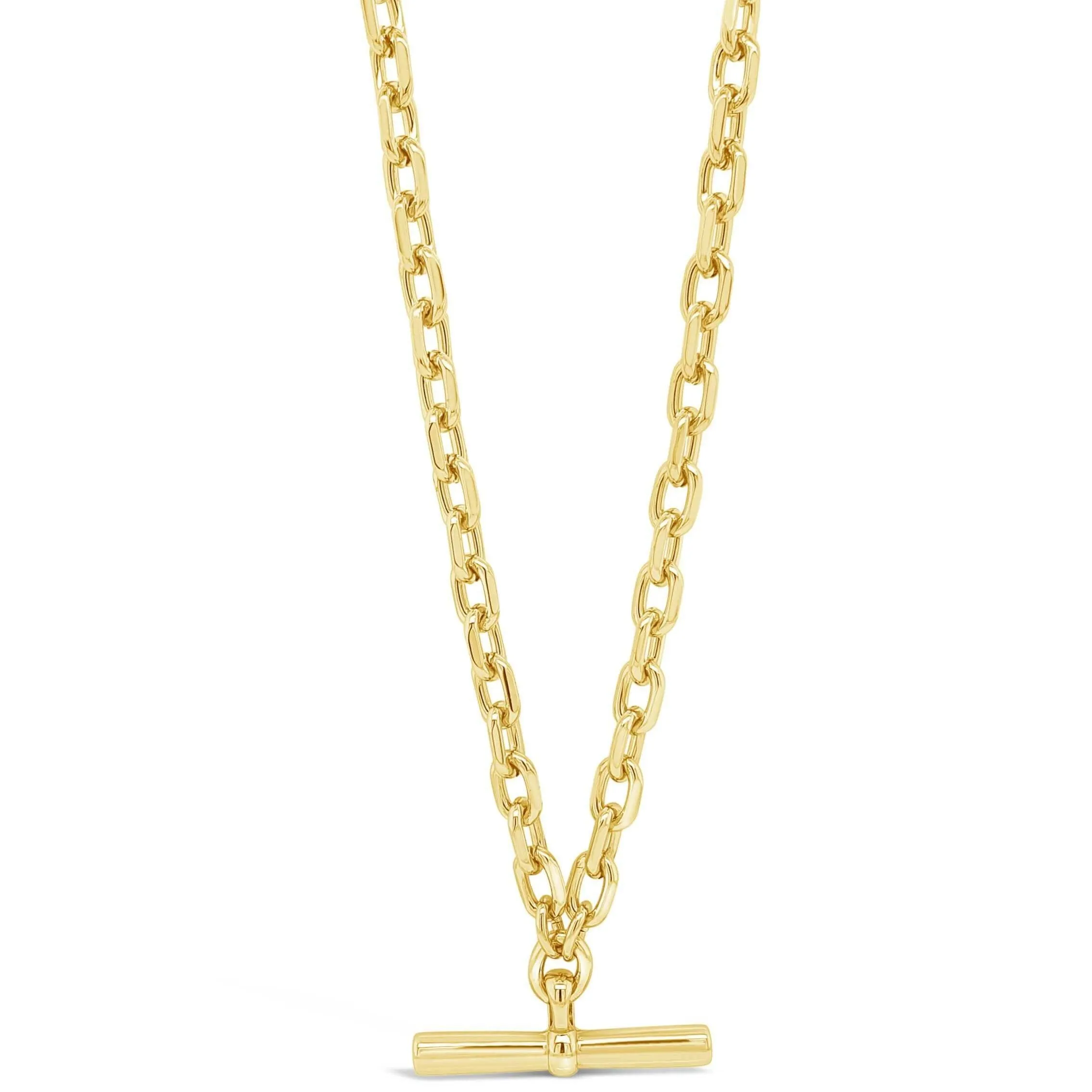 Absolute Gold T Bar Oval Link Necklace