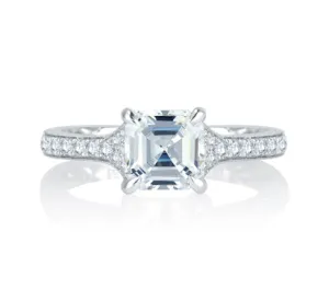 A.JAFFE QUILTED COLLECTION MODERN MEETS VINTAGE MICRO PAVÉ ASSCHER CUT DIAMOND CENTER QUILTED ENGAG