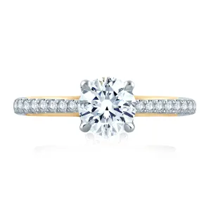 A.Jaffe Two Tone Round Pave Accent Modern Diamond Engagement Ring MES848/131