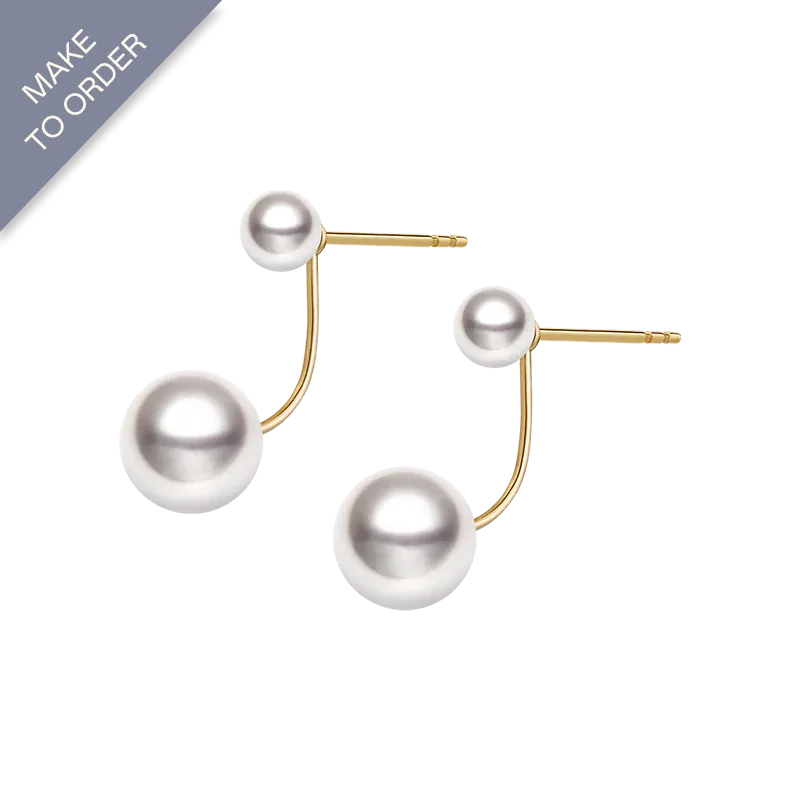 Akoya Pearl 18K Gold Dimple Ear Hanger Earrings