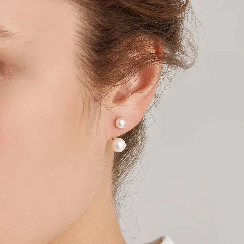 Akoya Pearl 18K Gold Dimple Ear Hanger Earrings