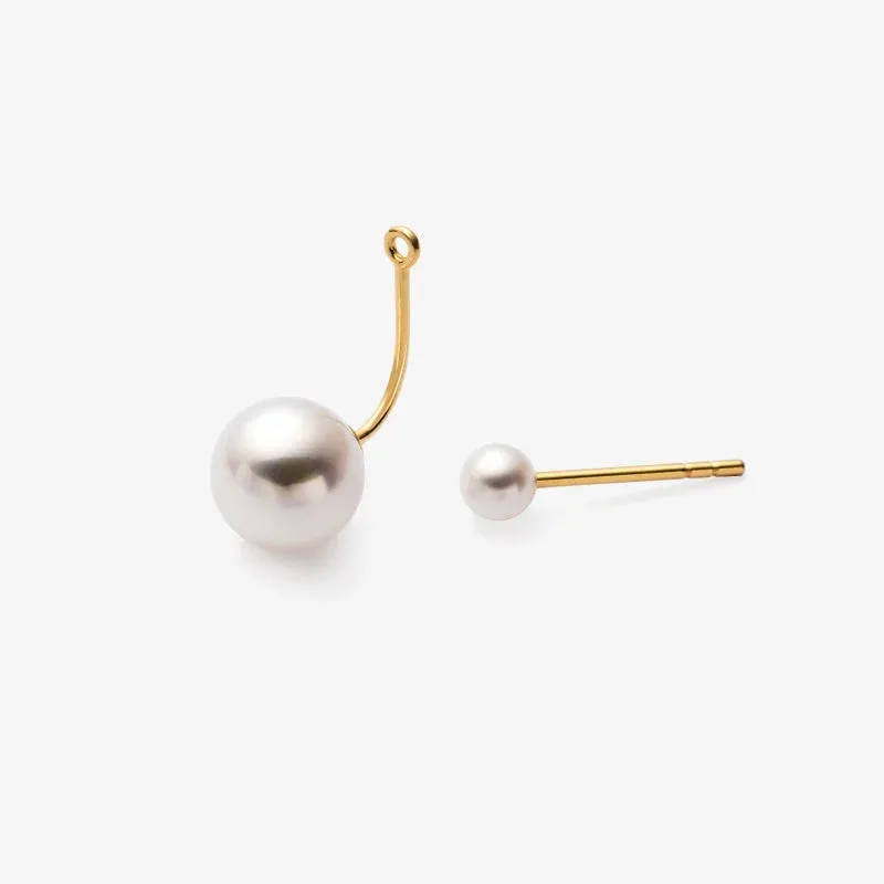 Akoya Pearl 18K Gold Dimple Ear Hanger Earrings