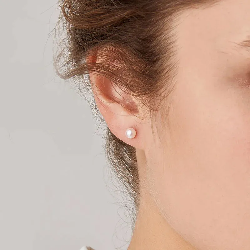 Akoya Pearl 18K Gold Dimple Ear Hanger Earrings