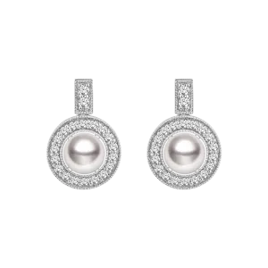 Akoya Pearl Earrings 18K White Gold Diamond Drop earrings