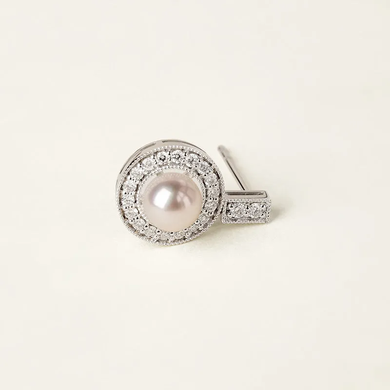Akoya Pearl Earrings 18K White Gold Diamond Drop earrings