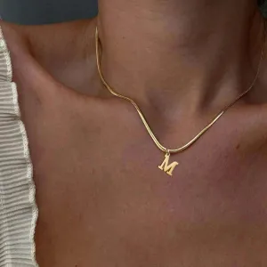 Alphabet Gold Plated Stainless Steel Pendant Necklace for Women Snake Chain Initial Letter Clavicle Necklaces Collar Jewelry
