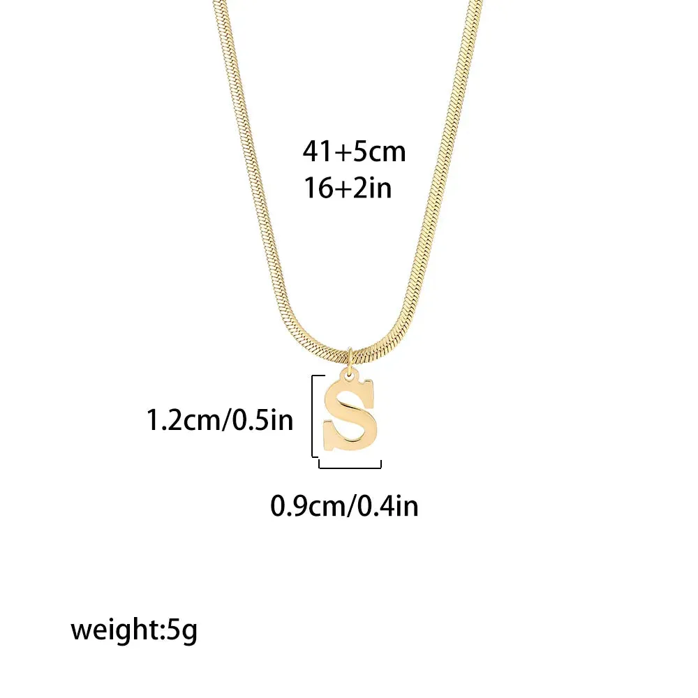 Alphabet Gold Plated Stainless Steel Pendant Necklace for Women Snake Chain Initial Letter Clavicle Necklaces Collar Jewelry