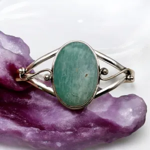 Amazonite Solid 925 Sterling Silver Cuff Bracelet