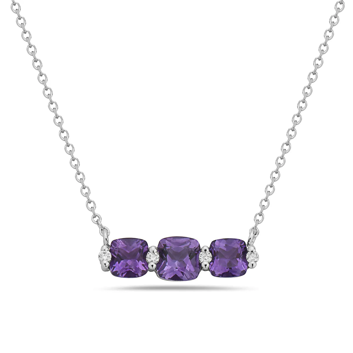 Amethyst And Diamond Halo Necklace