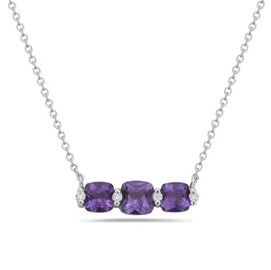 Amethyst And Diamond Halo Necklace