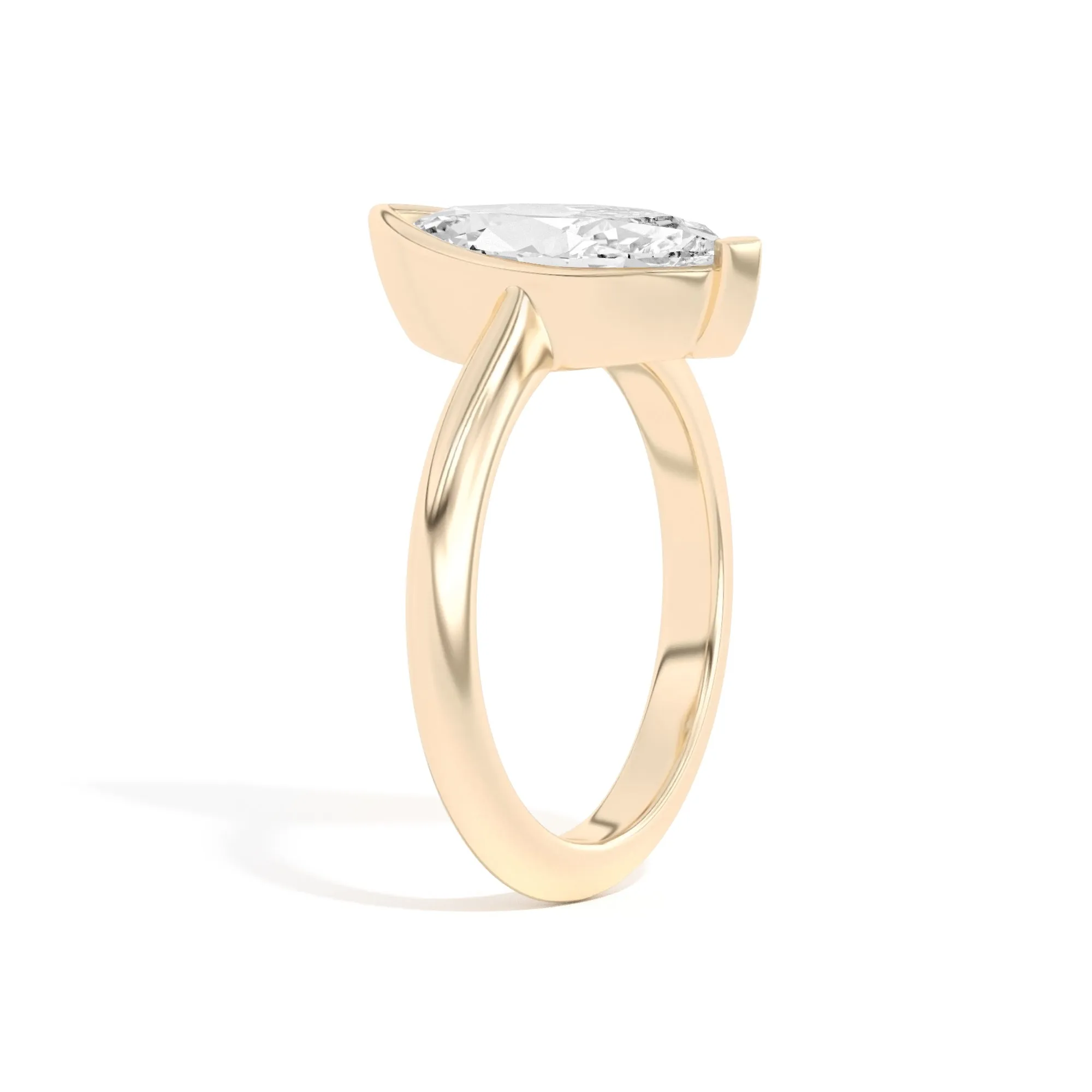 Ando Marquise Sloping Semi-Bezel Ring