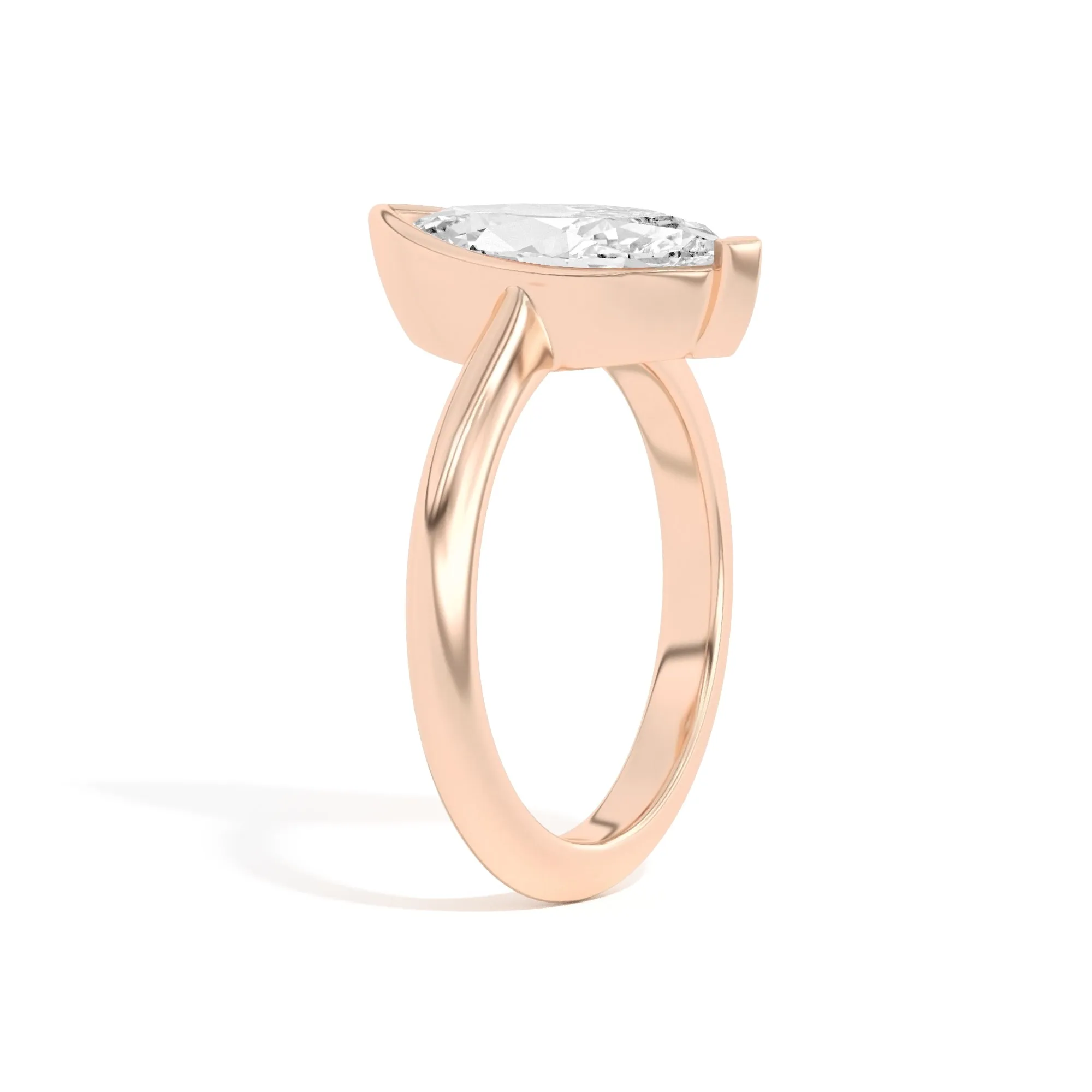 Ando Marquise Sloping Semi-Bezel Ring