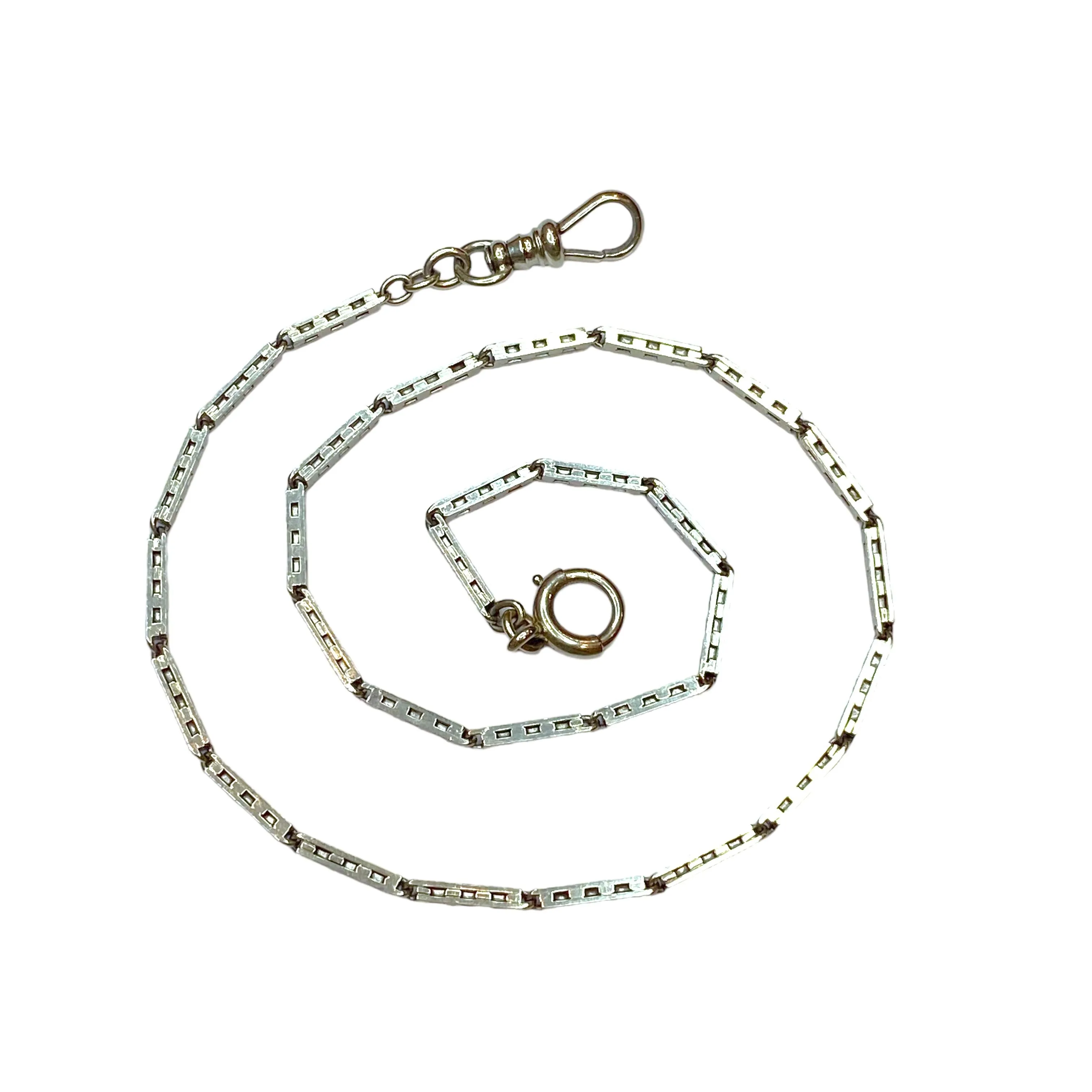Antique 14K White Gold Watch Fob Chain