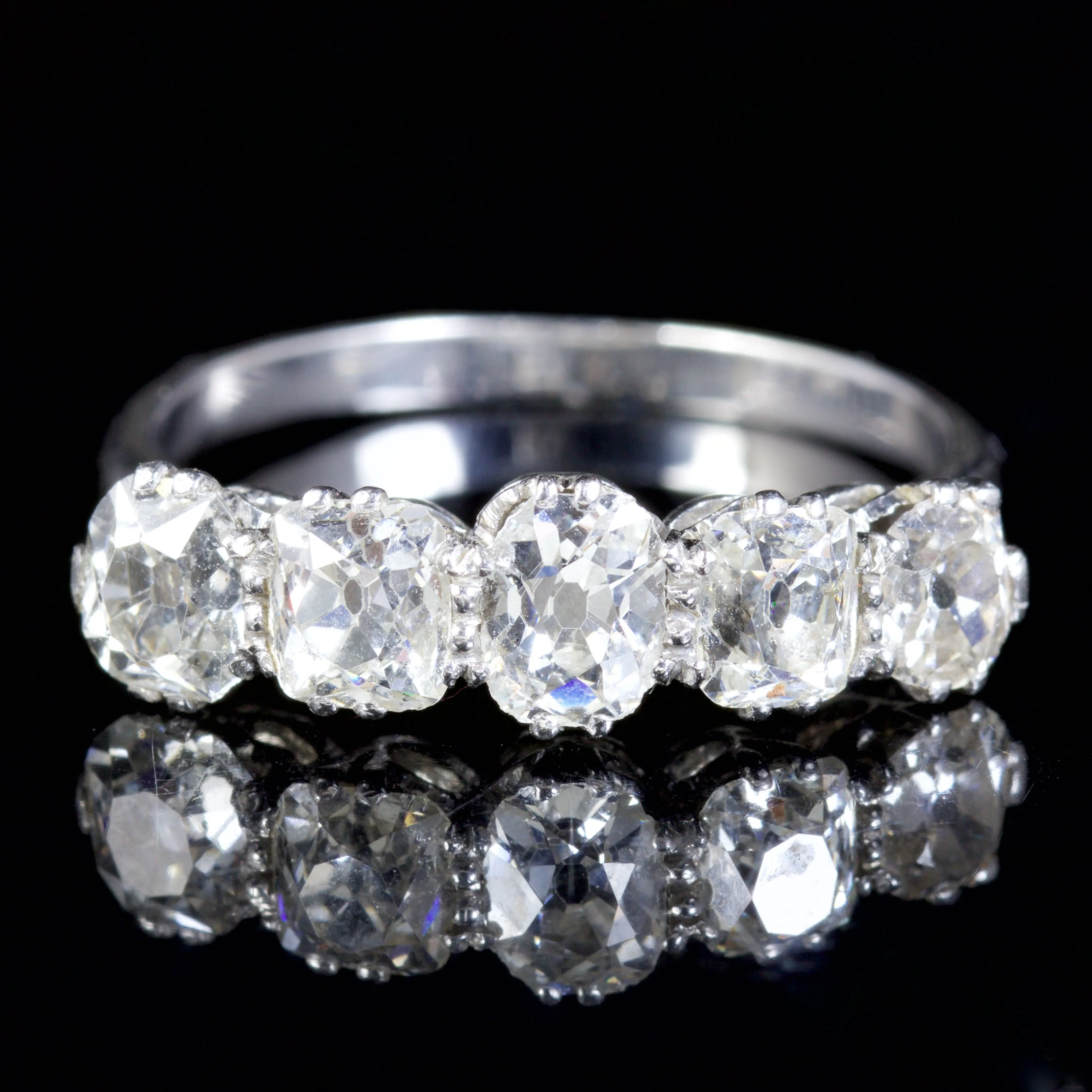 Antique Edwardian 5 Stone Diamond Ring 18Ct Fancy Cuts Circa 1915