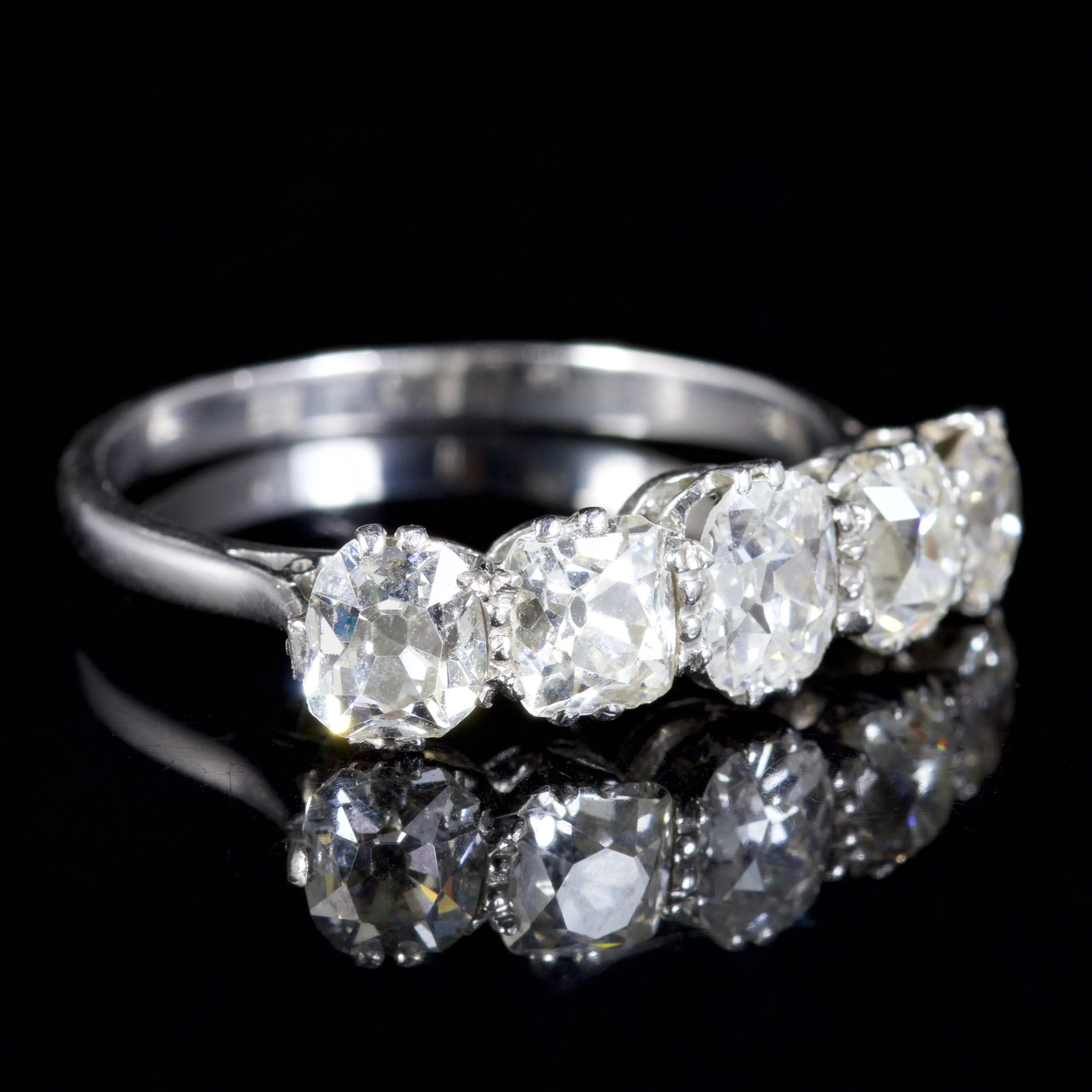 Antique Edwardian 5 Stone Diamond Ring 18Ct Fancy Cuts Circa 1915