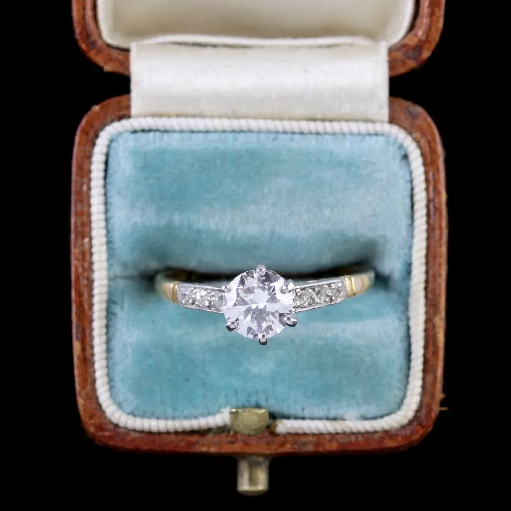 Antique Edwardian Diamond Ring Solitaire Engagement Ring Circa 1915