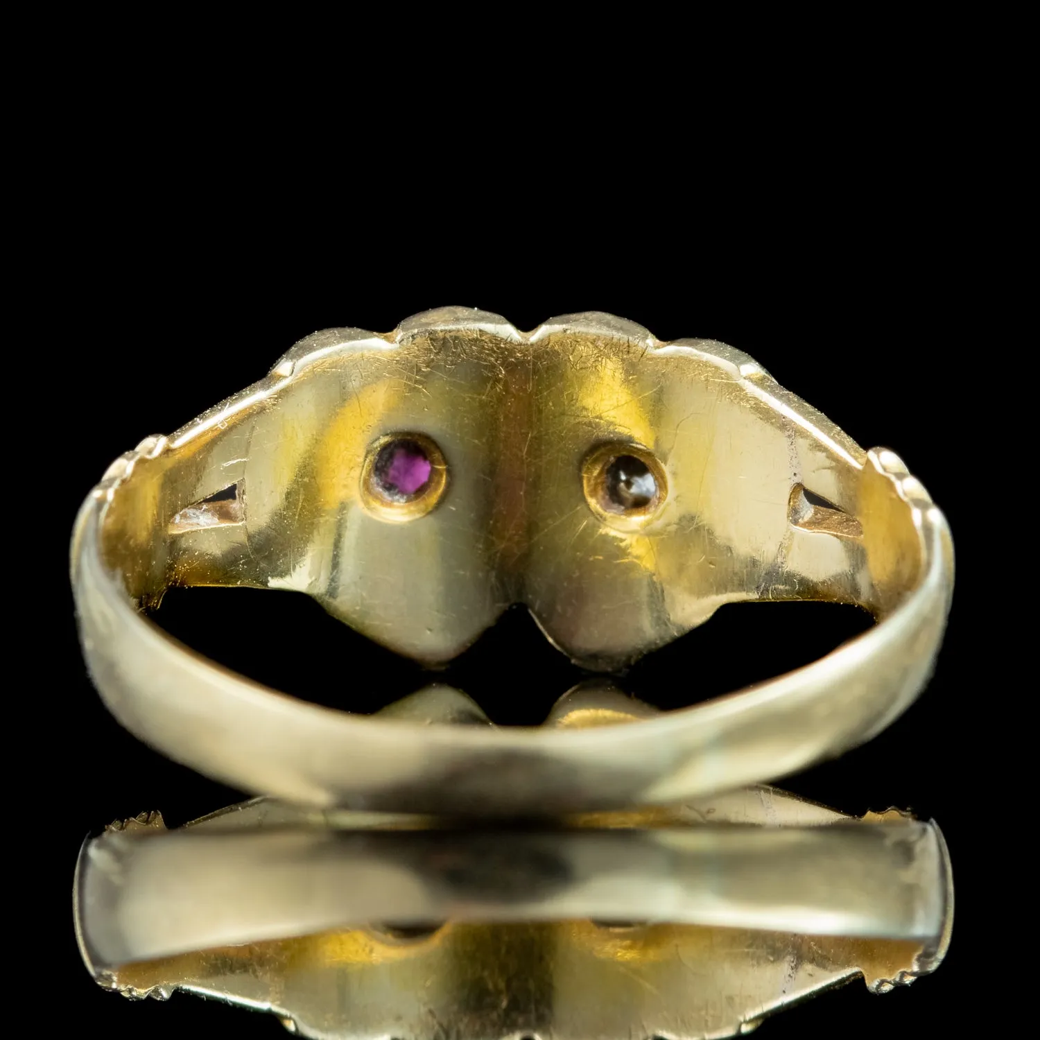 Antique Edwardian Ruby Diamond Entwined Heart Ring Dated 1902