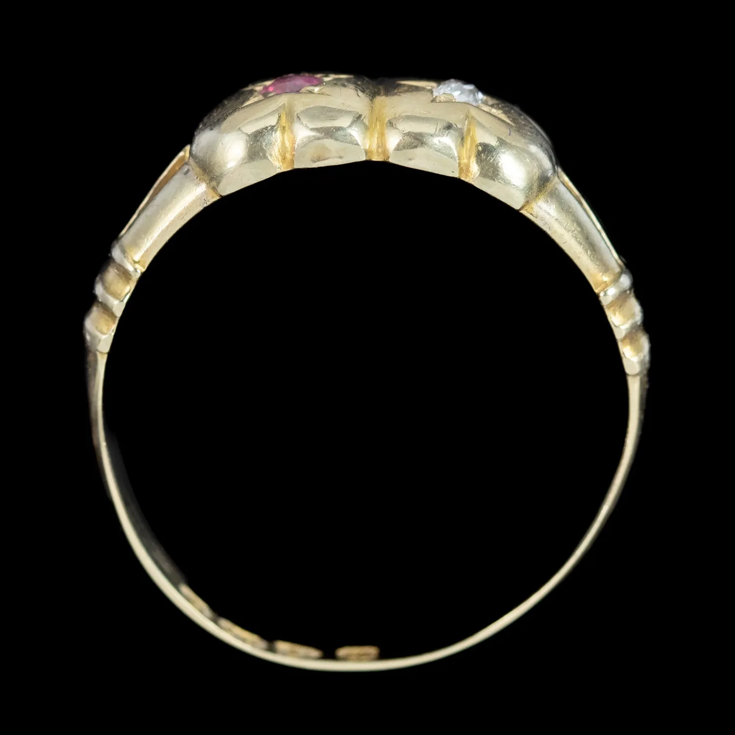 Antique Edwardian Ruby Diamond Entwined Heart Ring Dated 1902