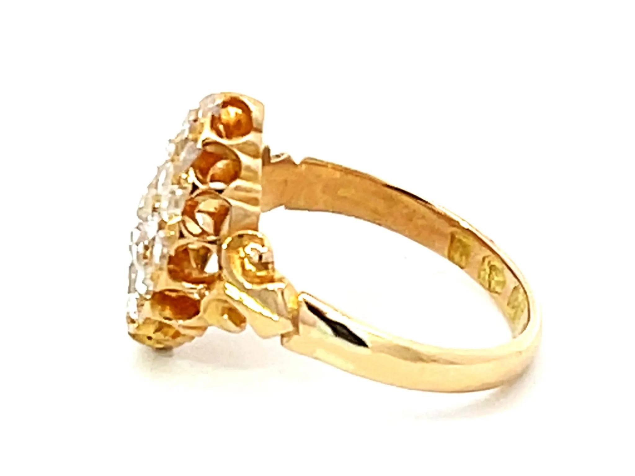 Antique European Rose Cut Diamond Ring in 18K Yellow Gold