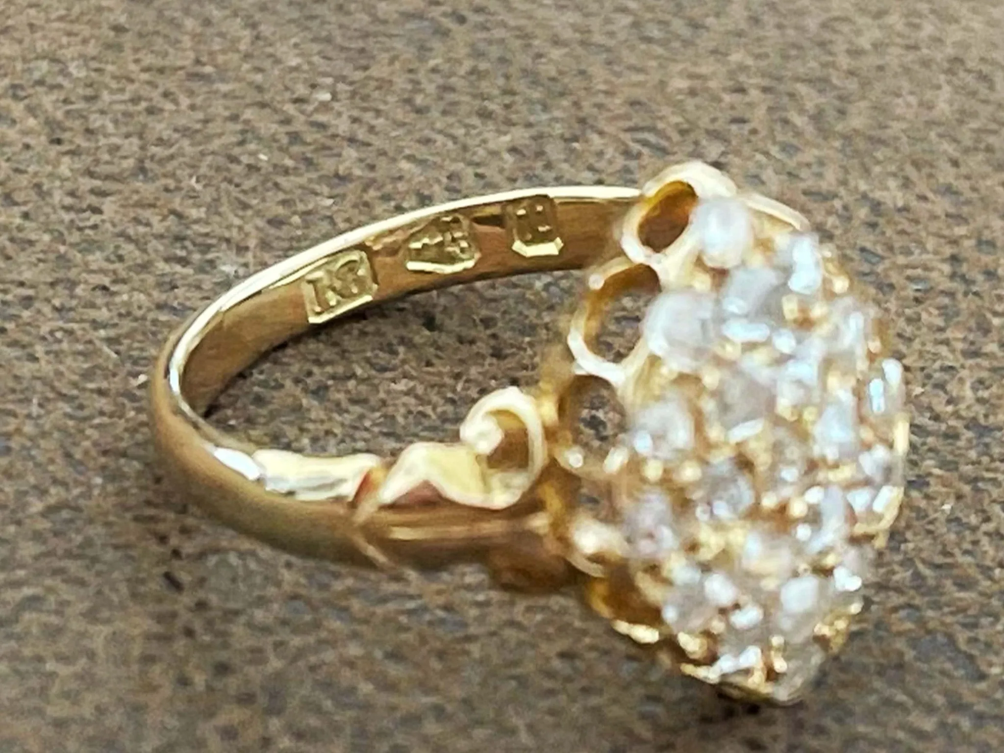 Antique European Rose Cut Diamond Ring in 18K Yellow Gold