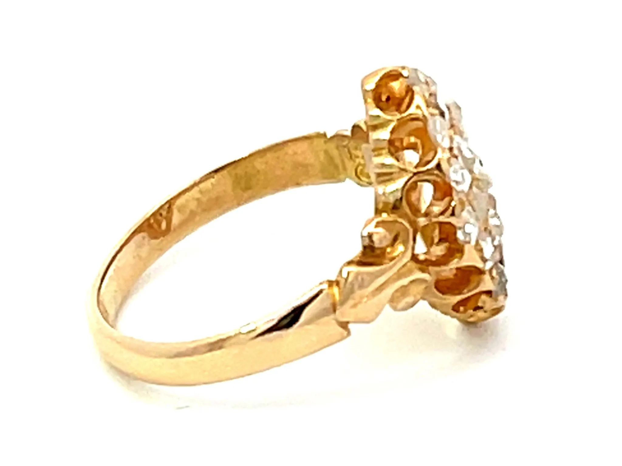 Antique European Rose Cut Diamond Ring in 18K Yellow Gold