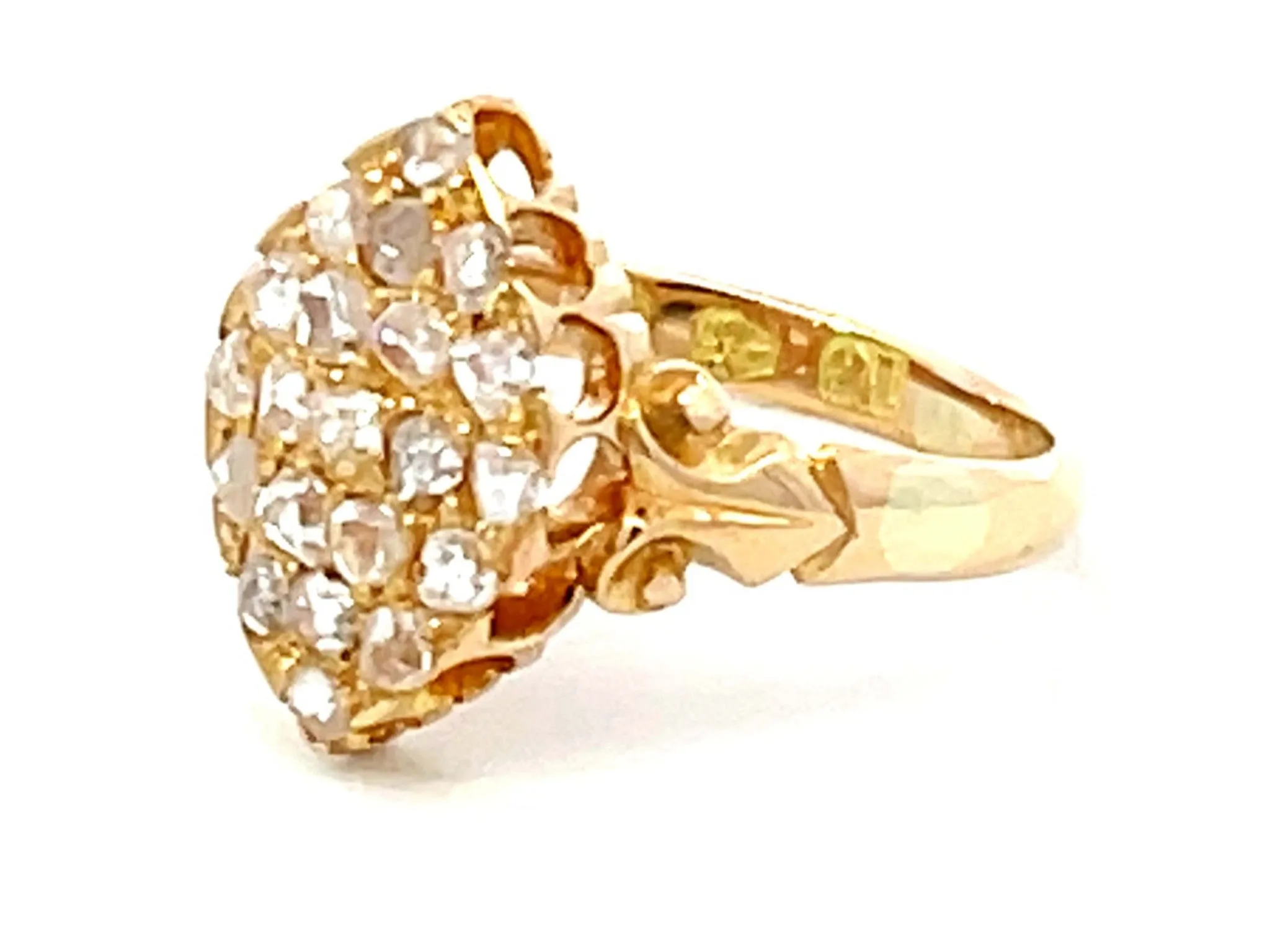 Antique European Rose Cut Diamond Ring in 18K Yellow Gold