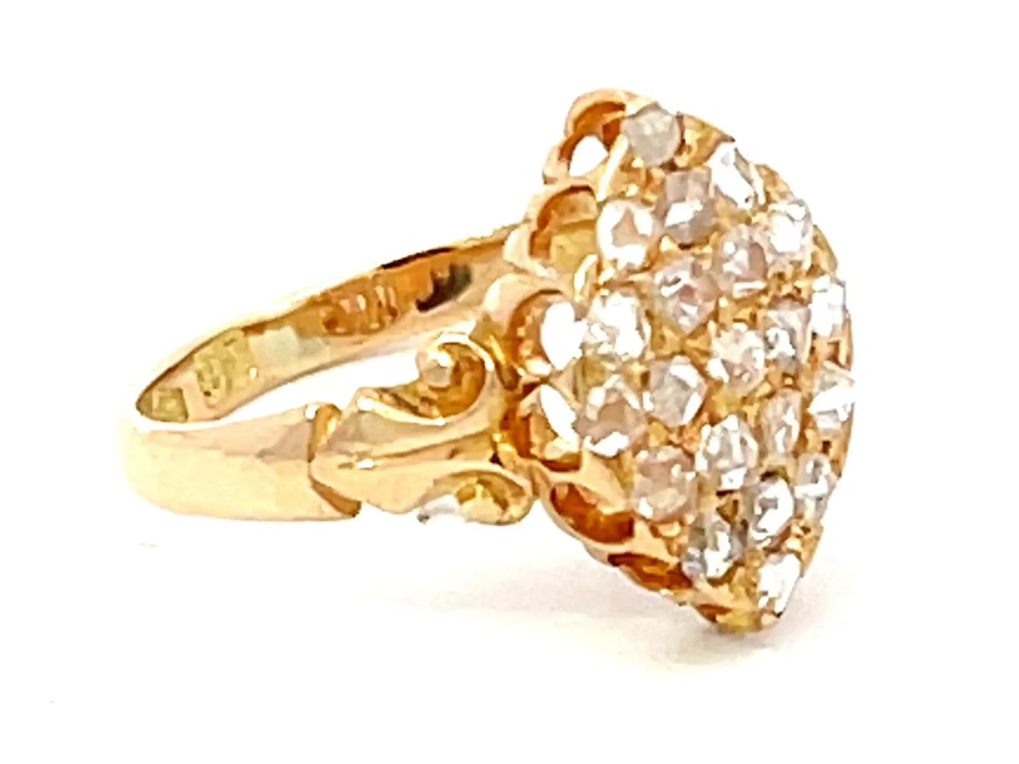 Antique European Rose Cut Diamond Ring in 18K Yellow Gold