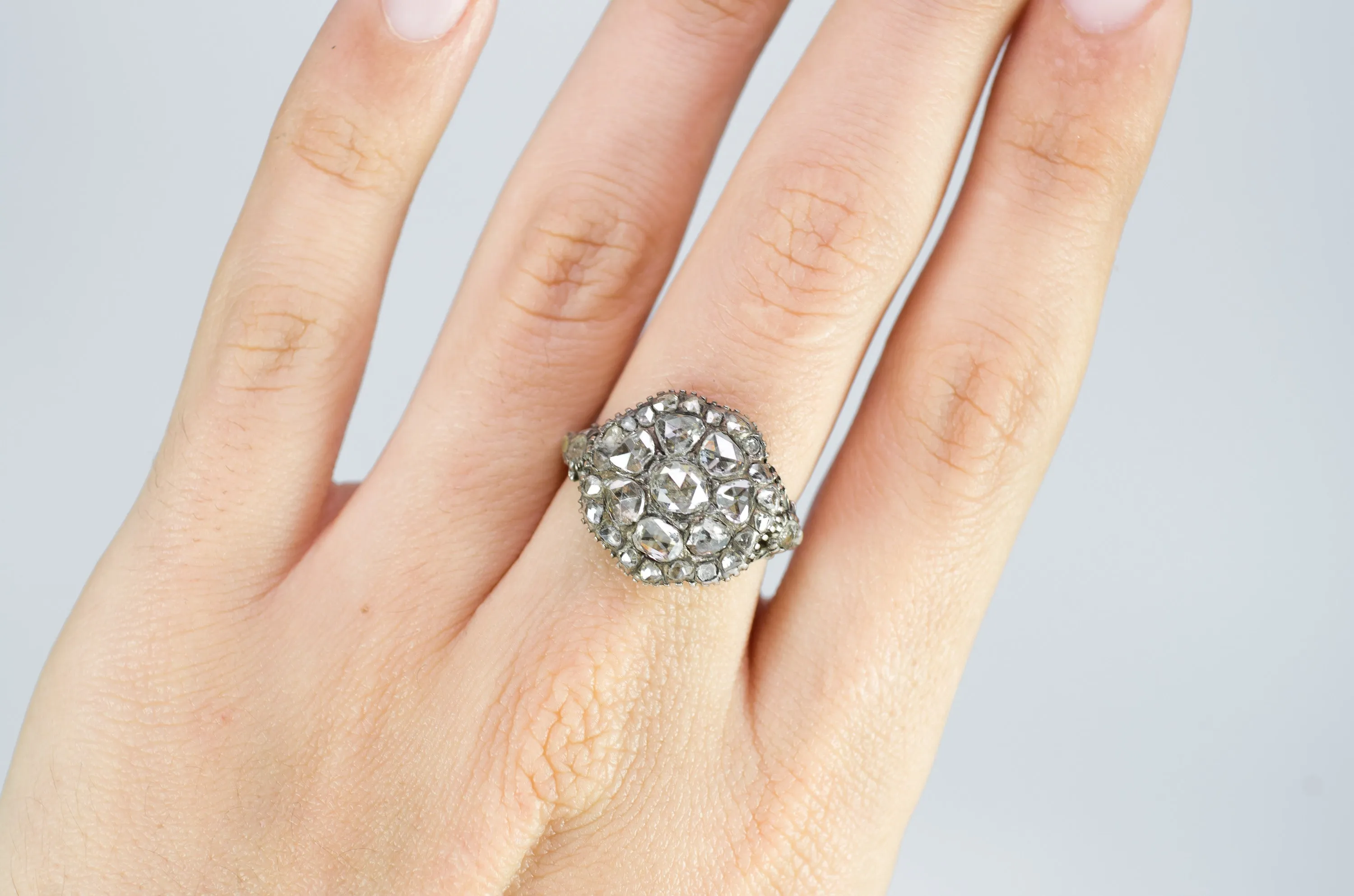 ANTIQUE ROSE CUT CLUSTER RING