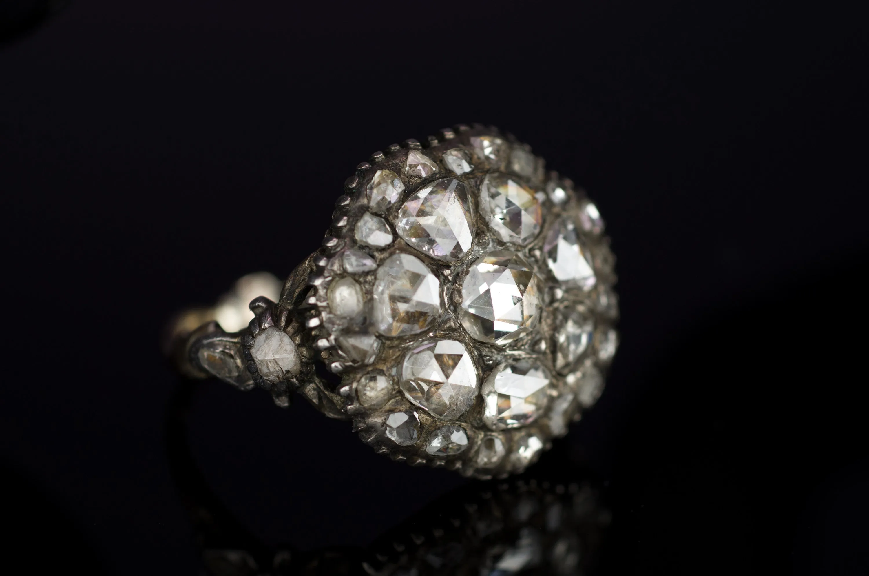 ANTIQUE ROSE CUT CLUSTER RING