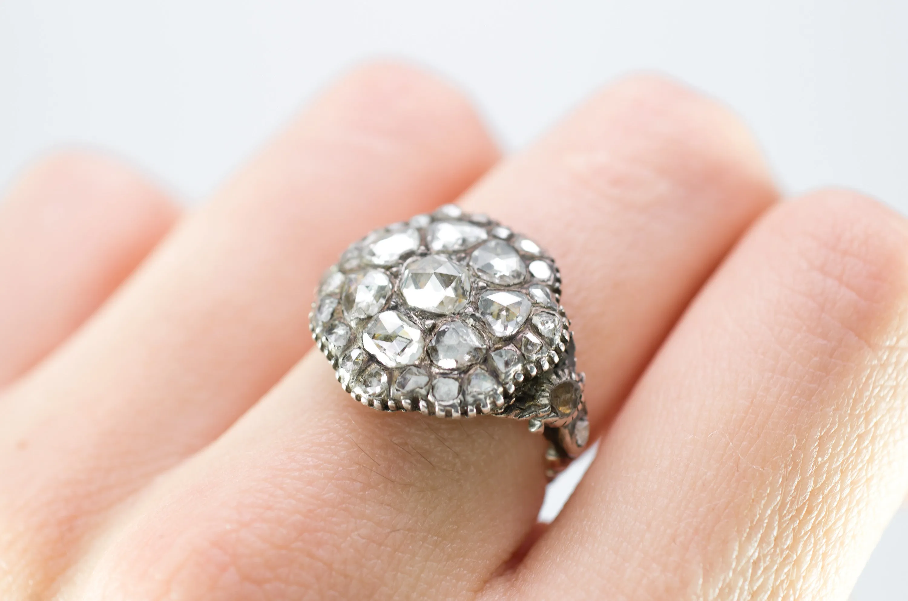 ANTIQUE ROSE CUT CLUSTER RING