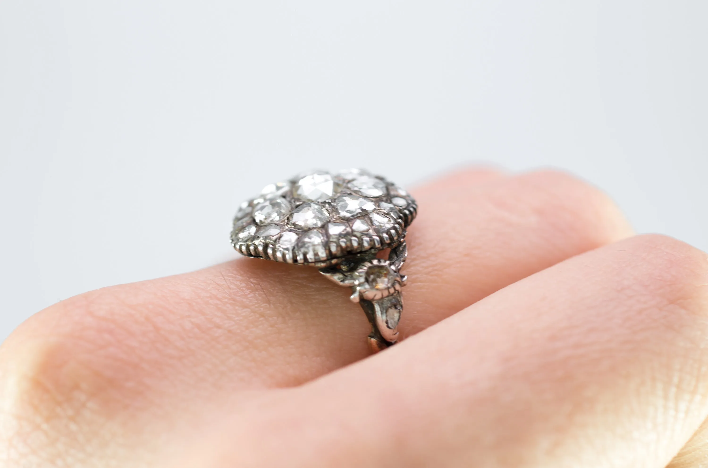 ANTIQUE ROSE CUT CLUSTER RING