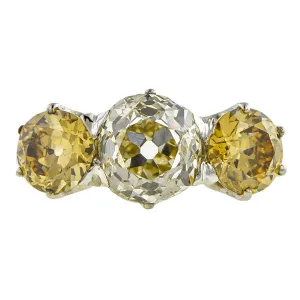 Antique Three Stone Diamond Engagement Ring, Old European 2.40ct.