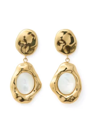 ARMS OF EVE FLORENTINE MOTHER OF PEARL EARRINGS - GOLD PLATED