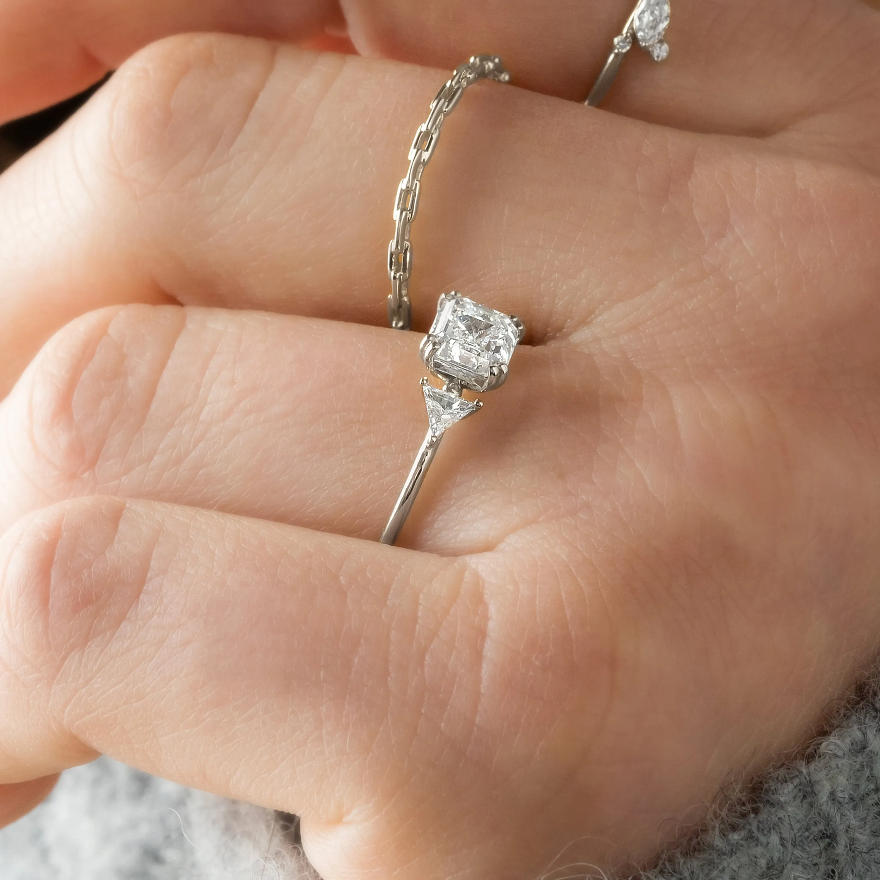 Arrow Ring, 1.01ct. Natural Asscher Cut