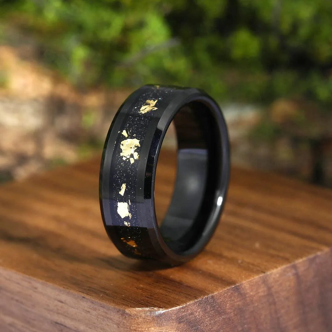 Art Deco Petal Moissanite Engagement His and Hers Wedding Rings Gold Leaf Tungsten Matching Rings