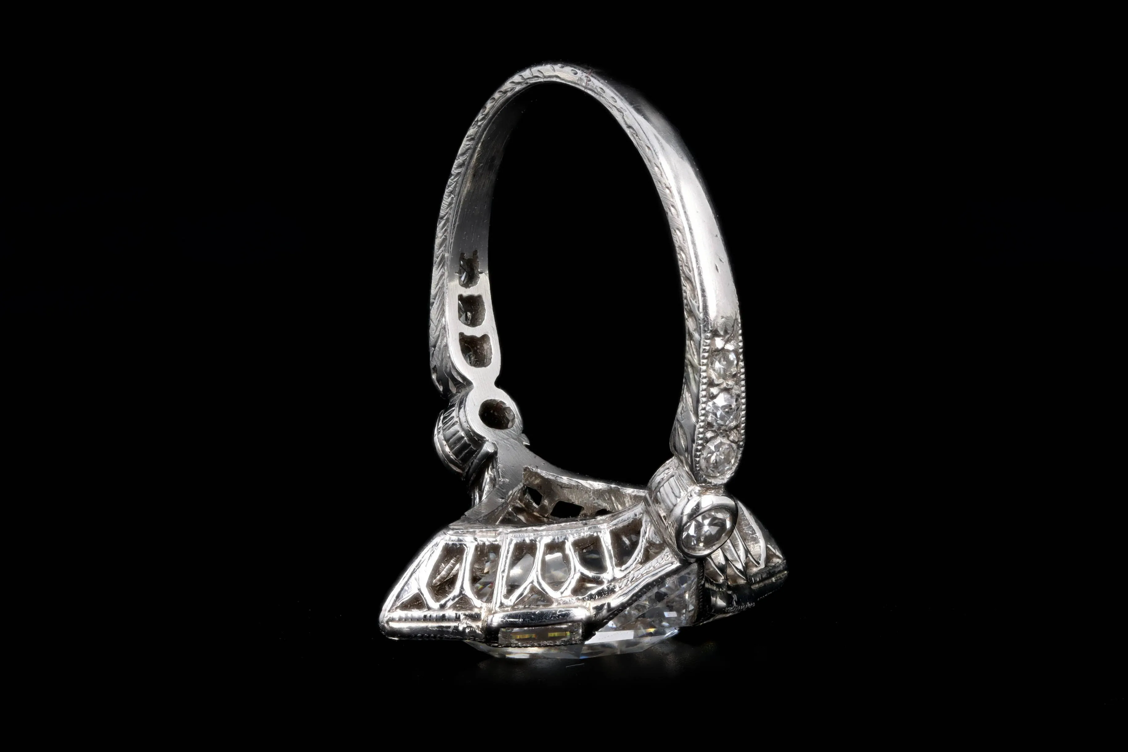 Art Deco Platinum 2.20 Carat Antique Lozenge Cut Diamond Engagement Ring GIA Certified