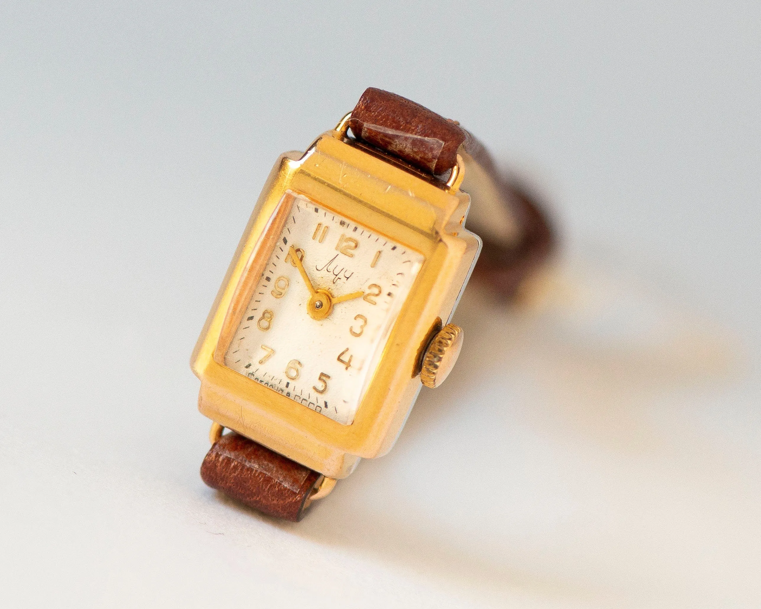 Art Deco style watch for women Ray, gold plated women watch vintage, limited edition wristwatch women delicate gift new premium leather band