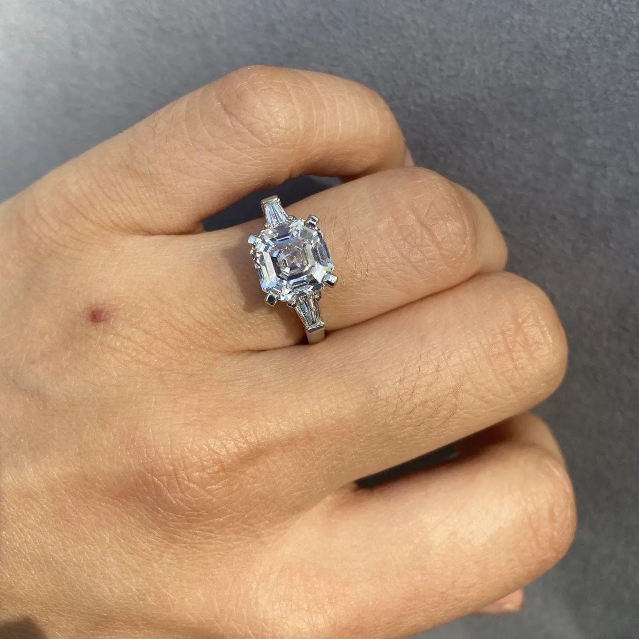 Asscher Cut 4.17 ct Platinum Diamond Engagement Ring
