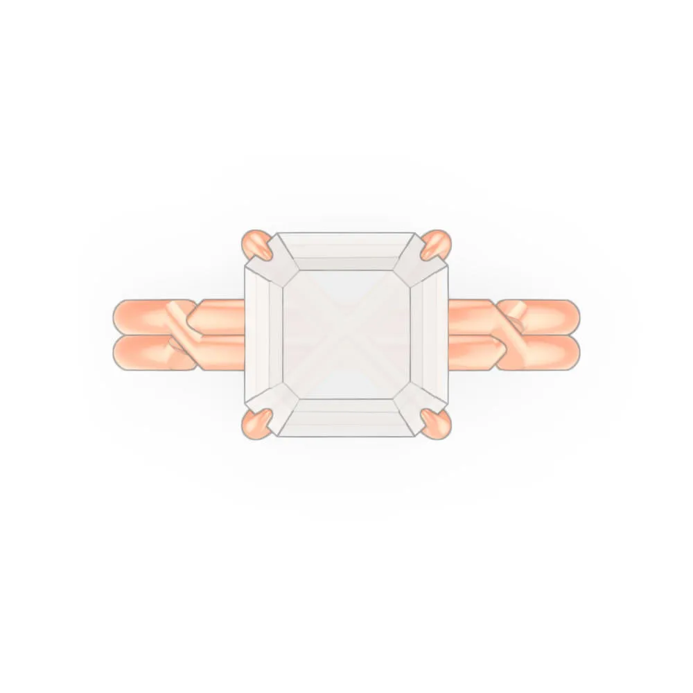 ASSCHER CUT DIAMOND ENGAGEMENT RING WITH A CLASSIC 4 PRONG CHANCE SETTING IN 18K ROSE GOLD