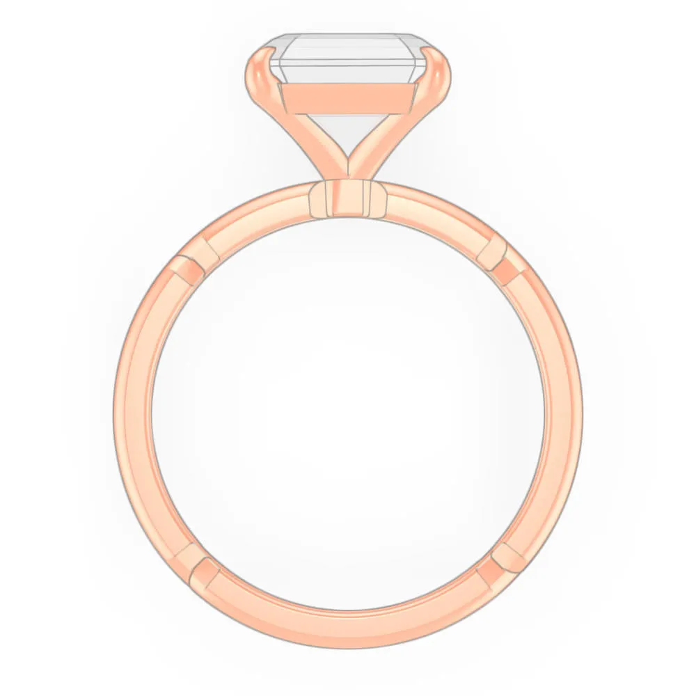 ASSCHER CUT DIAMOND ENGAGEMENT RING WITH A CLASSIC 4 PRONG CHANCE SETTING IN 18K ROSE GOLD