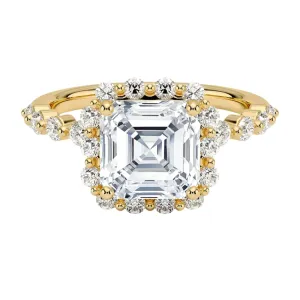 Asscher Cut Moissanite Engagement Ring with Halo