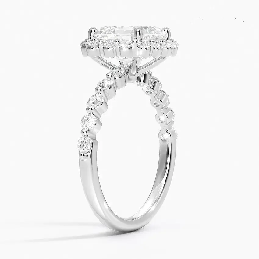 Asscher Cut Moissanite Engagement Ring with Halo