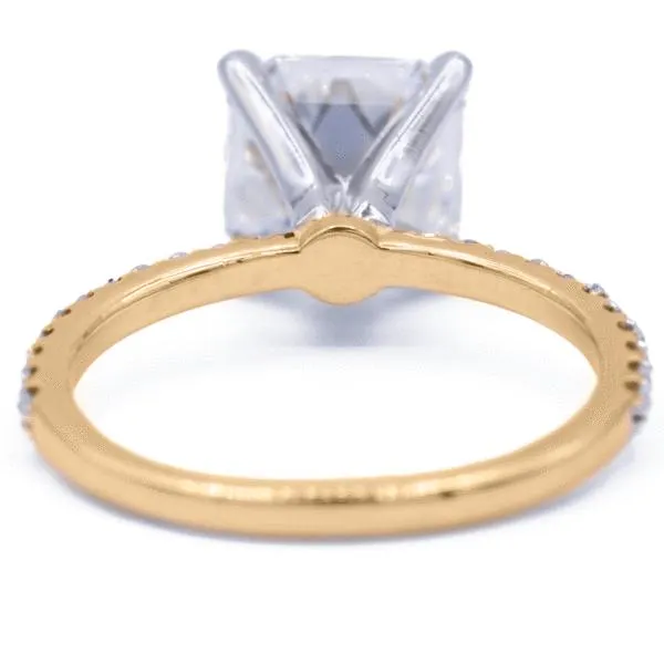Asscher Moissanite 4 Prongs Diamond Accent Ice Solitaire Ring