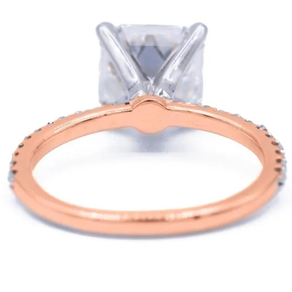 Asscher Moissanite 4 Prongs Diamond Accent Ice Solitaire Ring
